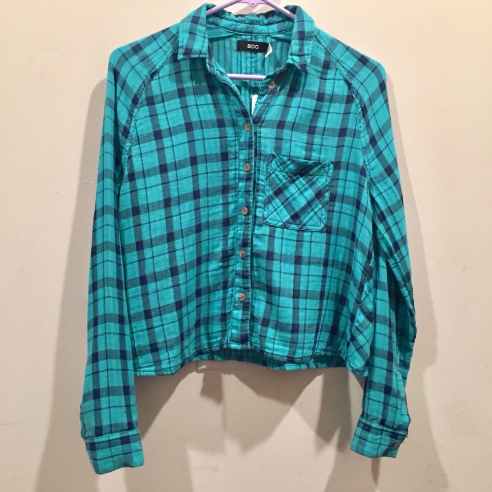 ☀️NEW Urban Outfitters BDG Plaid Green Button Down